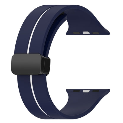 Two Color Folding Buckle Silicone Watch Band For Apple Watch 8 45mm(Midnight Blue+White) -  by PMC Jewellery | Online Shopping South Africa | PMC Jewellery