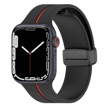 Two Color Folding Buckle Silicone Watch Band For Apple Watch 7 41mm(Black+Red) -  by PMC Jewellery | Online Shopping South Africa | PMC Jewellery