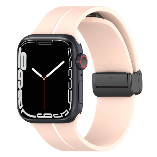 Two Color Folding Buckle Silicone Watch Band For Apple Watch 7 45mm(Pink+White) -  by PMC Jewellery | Online Shopping South Africa | PMC Jewellery