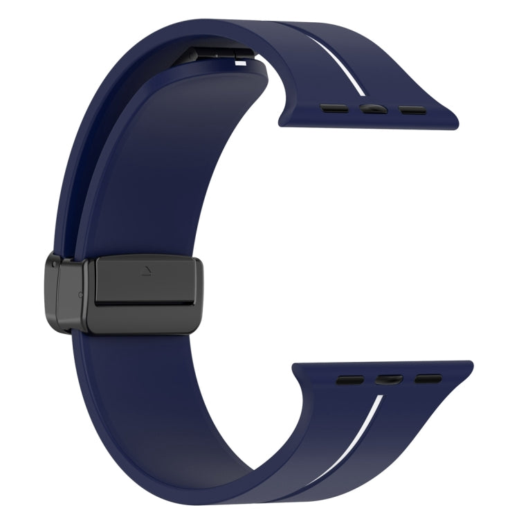 Two Color Folding Buckle Silicone Watch Band For Apple Watch SE 2022 40mm(Midnight Blue+White) -  by PMC Jewellery | Online Shopping South Africa | PMC Jewellery