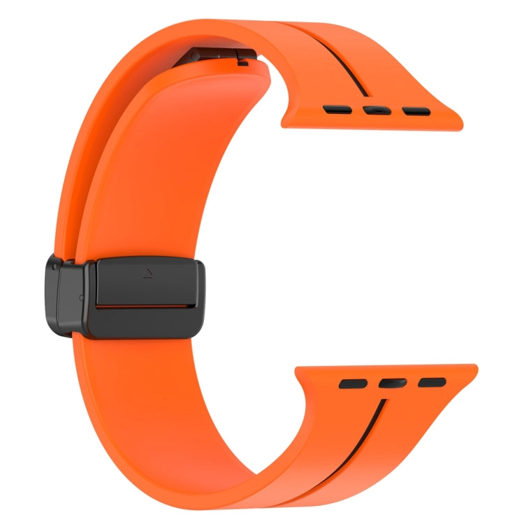 Two Color Folding Buckle Silicone Watch Band For Apple Watch SE 2022 44mm(Orange+Black) -  by PMC Jewellery | Online Shopping South Africa | PMC Jewellery