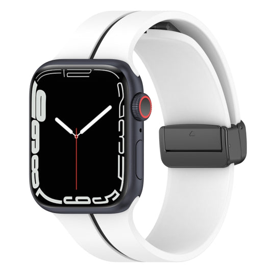 Two Color Folding Buckle Silicone Watch Band For Apple Watch SE 40mm(White+Black) -  by PMC Jewellery | Online Shopping South Africa | PMC Jewellery