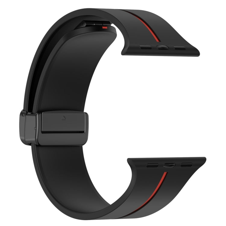 Two Color Folding Buckle Silicone Watch Band For Apple Watch SE 40mm(Black+Red) -  by PMC Jewellery | Online Shopping South Africa | PMC Jewellery