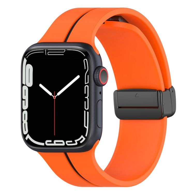 Two Color Folding Buckle Silicone Watch Band For Apple Watch SE 44mm(Orange+Black) -  by PMC Jewellery | Online Shopping South Africa | PMC Jewellery