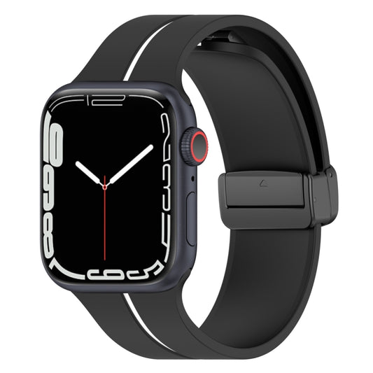 Two Color Folding Buckle Silicone Watch Band For Apple Watch 4 40mm(Black+White) -  by PMC Jewellery | Online Shopping South Africa | PMC Jewellery