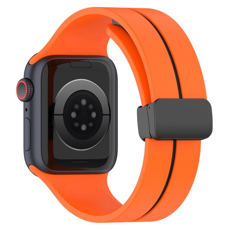 Two Color Folding Buckle Silicone Watch Band For Apple Watch 4 44mm(Orange+Black) -  by PMC Jewellery | Online Shopping South Africa | PMC Jewellery