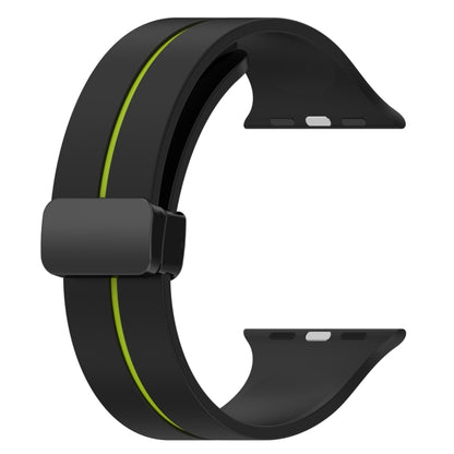 Two Color Folding Buckle Silicone Watch Band For Apple Watch 38mm(Black+Lime) -  by PMC Jewellery | Online Shopping South Africa | PMC Jewellery