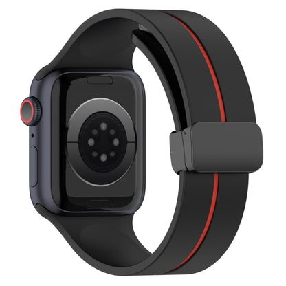 Two Color Folding Buckle Silicone Watch Band For Apple Watch 42mm(Black+Red) -  by PMC Jewellery | Online Shopping South Africa | PMC Jewellery