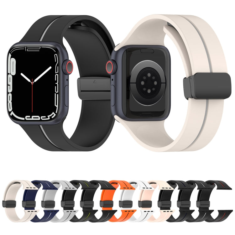 Two Color Folding Buckle Silicone Watch Band For Apple Watch 4 44mm(Light Grey+Black) -  by PMC Jewellery | Online Shopping South Africa | PMC Jewellery