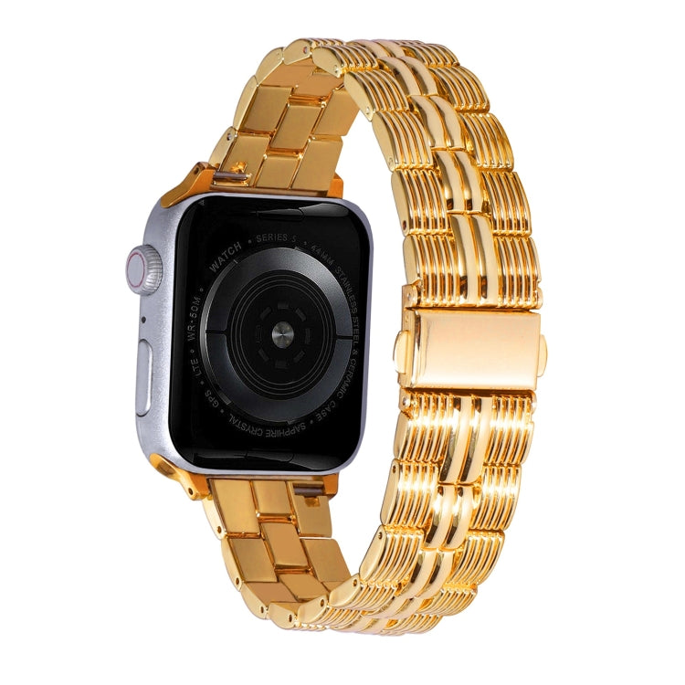 3-Beads Stripe Metal Watch Band For Apple Watch 8 45mm(Gold) -  by PMC TechLife | Online Shopping South Africa | PMC TechLife