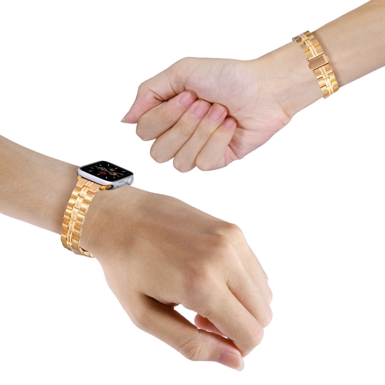 3-Beads Stripe Metal Watch Band For Apple Watch 8 45mm(Gold) -  by PMC TechLife | Online Shopping South Africa | PMC TechLife