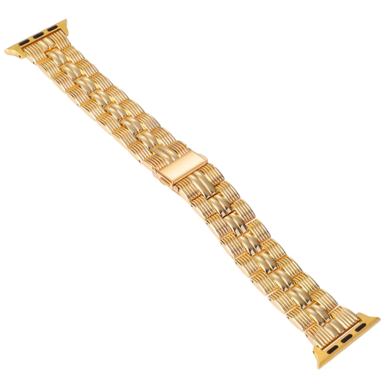 3-Beads Stripe Metal Watch Band For Apple Watch 7 41mm(Gold) -  by PMC Jewellery | Online Shopping South Africa | PMC Jewellery