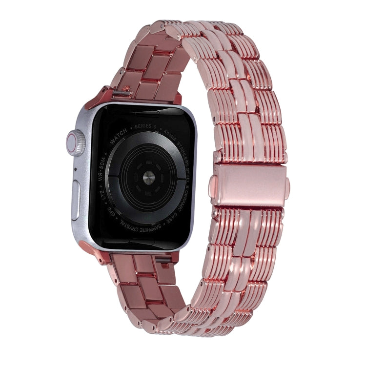 3-Beads Stripe Metal Watch Band For Apple Watch 6 40mm(Rose Pink) -  by PMC Jewellery | Online Shopping South Africa | PMC Jewellery