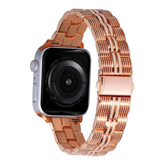 3-Beads Stripe Metal Watch Band For Apple Watch 6 40mm(Rose Gold) -  by PMC Jewellery | Online Shopping South Africa | PMC Jewellery