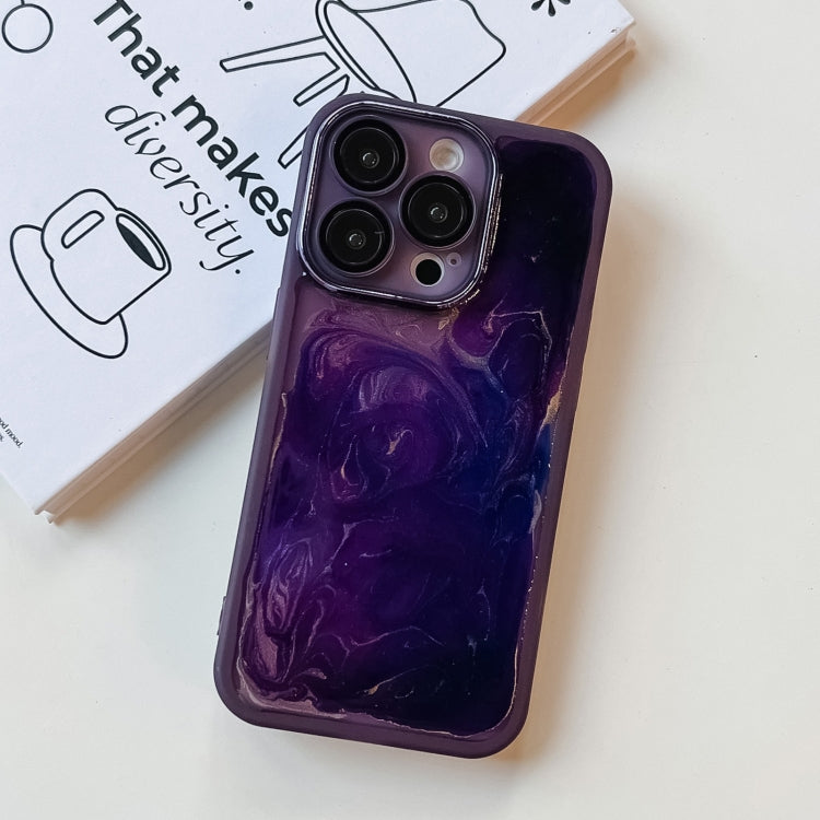 For iPhone 14 Pro Oil Painting Electroplating TPU Phone Case(Purple) - iPhone 14 Pro Cases by PMC Jewellery | Online Shopping South Africa | PMC Jewellery