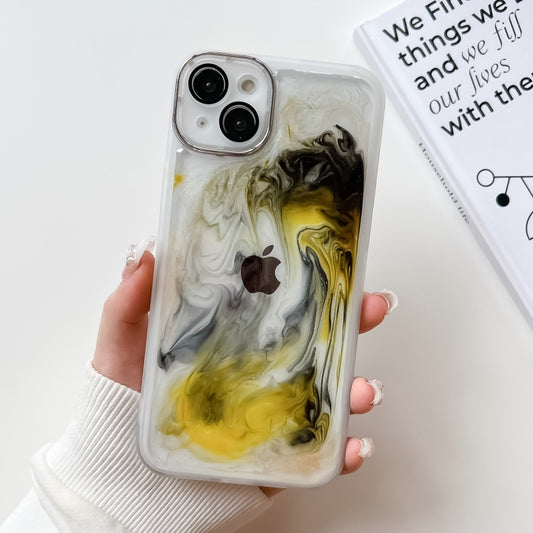 For iPhone 14 Plus Oil Painting Electroplating TPU Phone Case(White) - iPhone 14 Plus Cases by PMC Jewellery | Online Shopping South Africa | PMC Jewellery