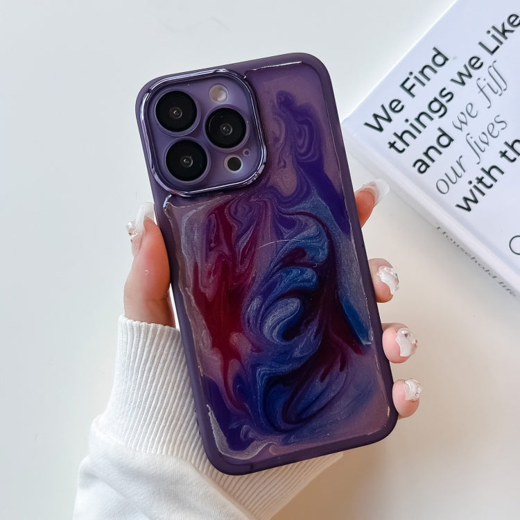 For iPhone 13 Pro Oil Painting Electroplating TPU Phone Case(Purple) - iPhone 13 Pro Cases by PMC Jewellery | Online Shopping South Africa | PMC Jewellery