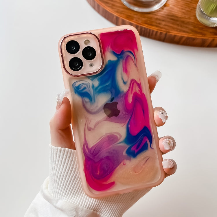 For iPhone 11 Pro Oil Painting Electroplating TPU Phone Case(Pink) - iPhone 11 Pro Cases by PMC Jewellery | Online Shopping South Africa | PMC Jewellery