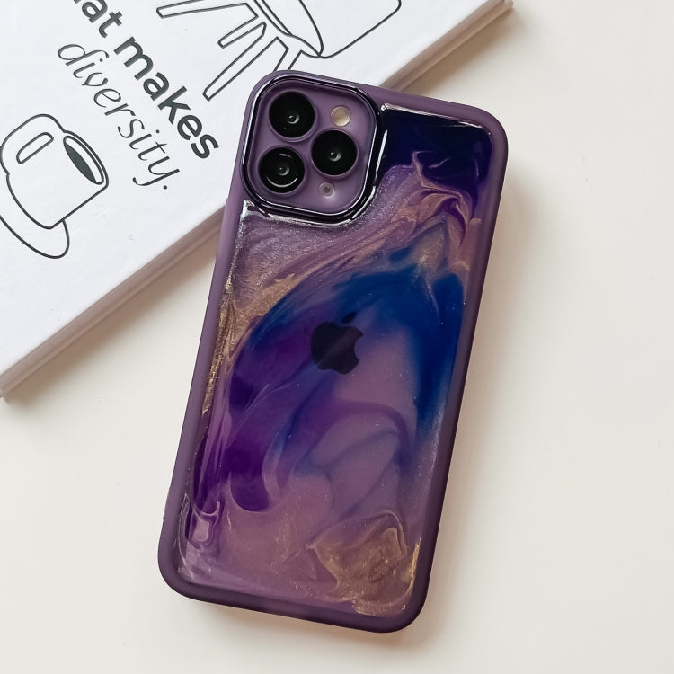 For iPhone 11 Pro Oil Painting Electroplating TPU Phone Case(Purple) - iPhone 11 Pro Cases by PMC Jewellery | Online Shopping South Africa | PMC Jewellery