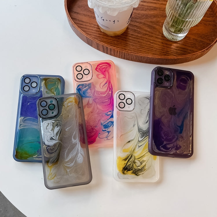For iPhone 11 Pro Max Oil Painting Electroplating TPU Phone Case(Blue) - iPhone 11 Pro Max Cases by PMC TechLife | Online Shopping South Africa | PMC TechLife