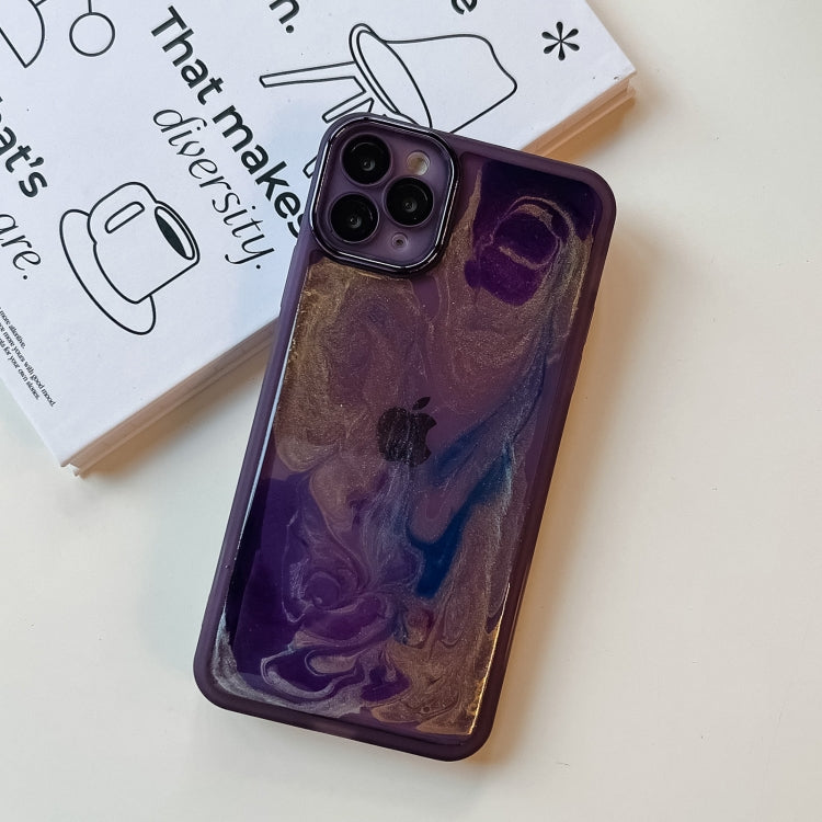 For iPhone 11 Pro Max Oil Painting Electroplating TPU Phone Case(Purple) - iPhone 11 Pro Max Cases by PMC Jewellery | Online Shopping South Africa | PMC Jewellery