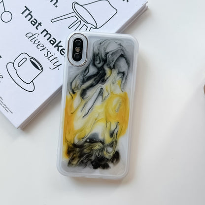 For iPhone X / XS Oil Painting Electroplating TPU Phone Case(White) - More iPhone Cases by PMC Jewellery | Online Shopping South Africa | PMC Jewellery