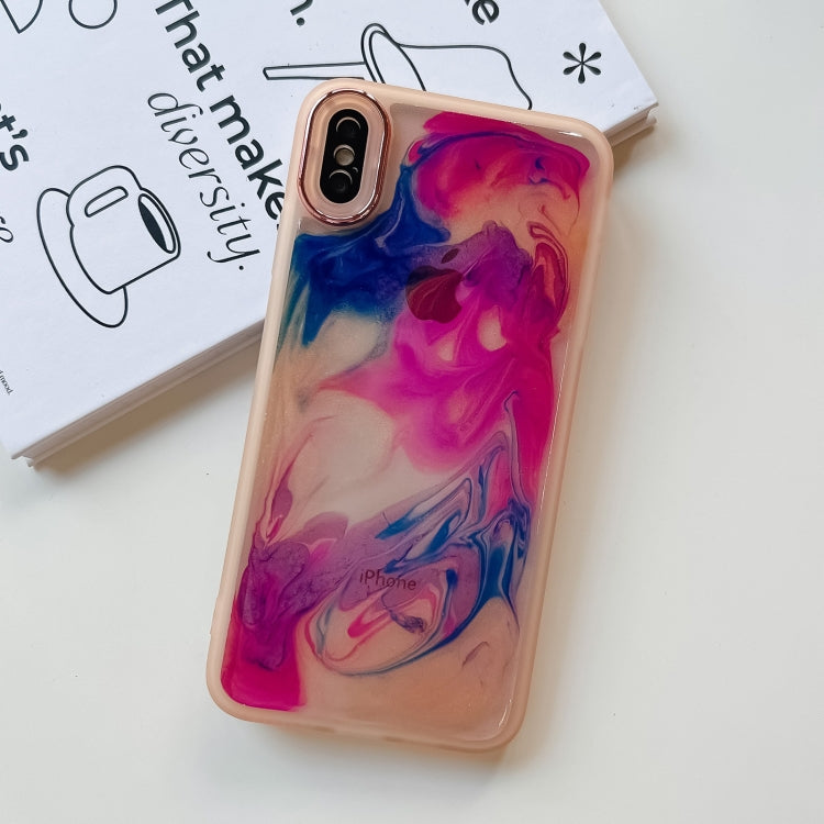 For iPhone XS Max Oil Painting Electroplating TPU Phone Case(Pink) - More iPhone Cases by PMC Jewellery | Online Shopping South Africa | PMC Jewellery