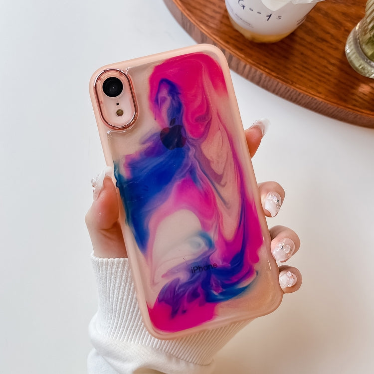 For iPhone XR Oil Painting Electroplating TPU Phone Case(Pink) - More iPhone Cases by PMC Jewellery | Online Shopping South Africa | PMC Jewellery