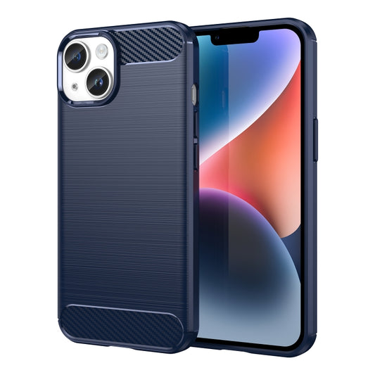 For iPhone 15 Plus Brushed Texture Carbon Fiber TPU Phone Case(Blue) - iPhone 15 Plus Cases by PMC Jewellery | Online Shopping South Africa | PMC Jewellery