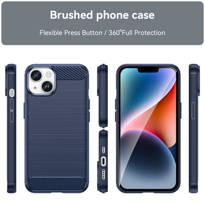 For iPhone 15 Plus Brushed Texture Carbon Fiber TPU Phone Case(Blue) - iPhone 15 Plus Cases by PMC Jewellery | Online Shopping South Africa | PMC Jewellery