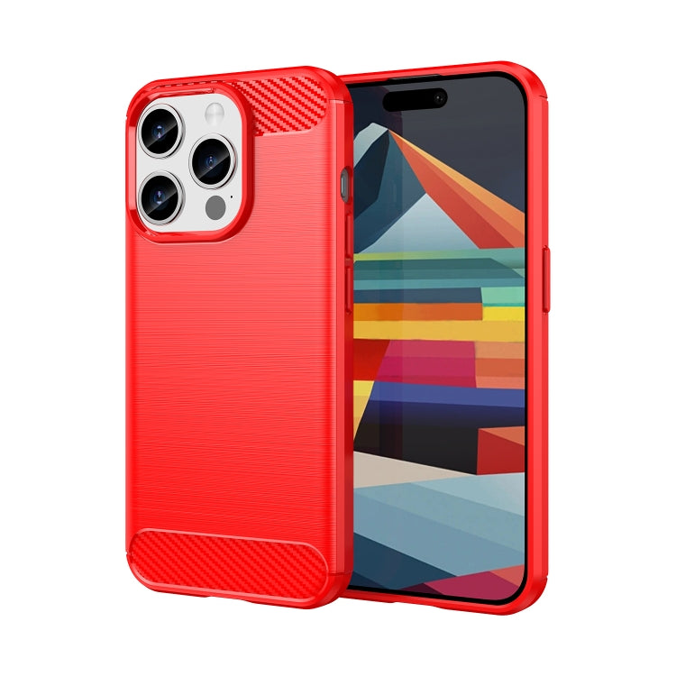 For iPhone 15 Pro Brushed Texture Carbon Fiber TPU Phone Case(Red) - iPhone 15 Pro Cases by PMC Jewellery | Online Shopping South Africa | PMC Jewellery