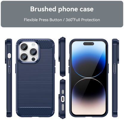 For iPhone 15 Pro Max Brushed Texture Carbon Fiber TPU Phone Case(Blue) - iPhone 15 Pro Max Cases by PMC Jewellery | Online Shopping South Africa | PMC Jewellery