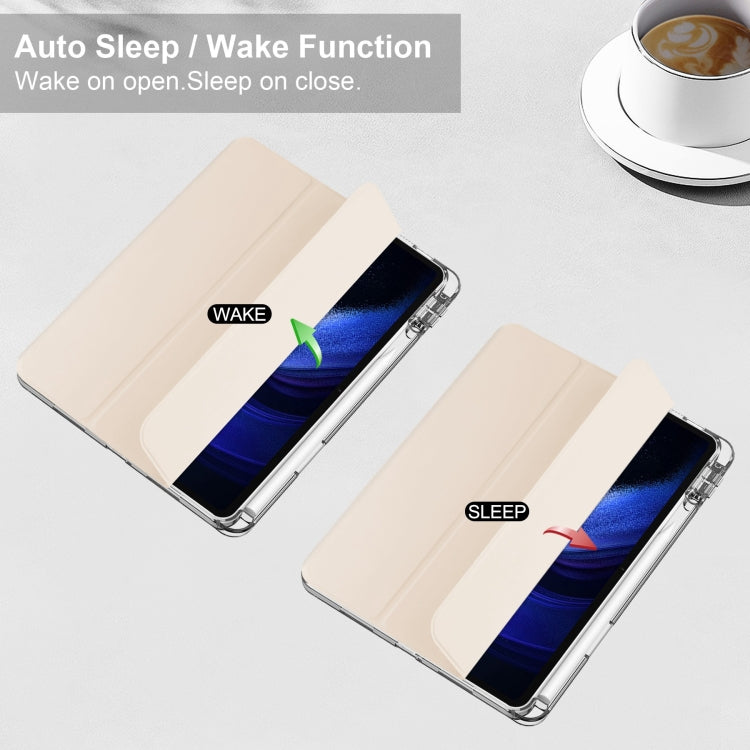 For Xiaomi Pad 6 / 6 Pro 3-fold Clear TPU Smart Leather Tablet Case(Apricot) - free shipping - PMC TechLife - Order now!