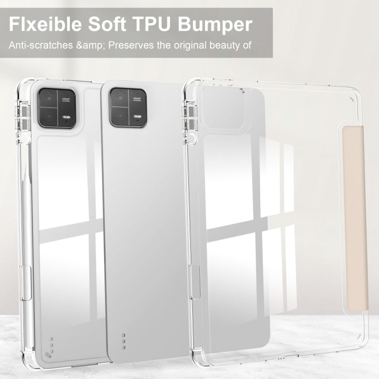 For Xiaomi Pad 6 / 6 Pro 3-fold Clear TPU Smart Leather Tablet Case(Apricot) - free shipping - PMC TechLife - Order now!