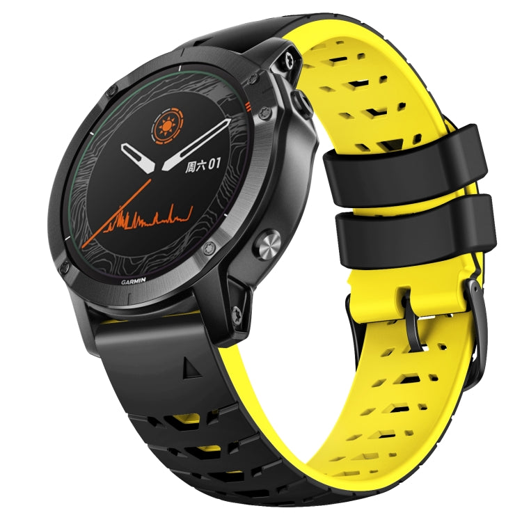 For Garmin Fenix 7 22mm Trapezoidal Quick Release Silicone Watch Band(Black Yellow) -  by PMC Jewellery | Online Shopping South Africa | PMC Jewellery