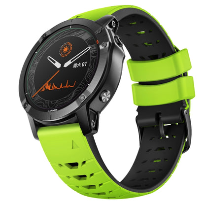 For Garmin Fenix 7 22mm Trapezoidal Quick Release Silicone Watch Band(Green Black) -  by PMC Jewellery | Online Shopping South Africa | PMC Jewellery