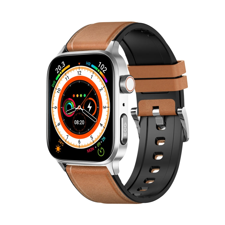 GT22 1.85 inch TFT Screen Leather Band Health Smart Watch, Support Bluetooth Call / Plateau Blood Oxygen / Body Temperature / Arrhythmia / TI Heart Rate Monitoring(Brown) -  by PMC Jewellery | Online Shopping South Africa | PMC Jewellery