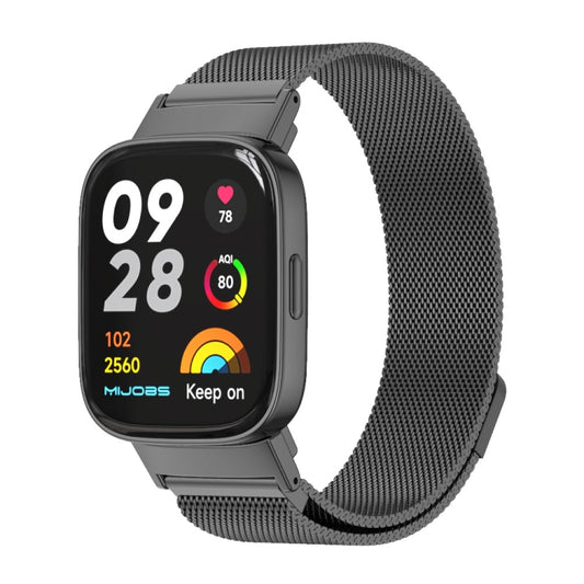 For Redmi Watch 3 Mijobs Milan Magnetic Metal Watch Band(Black) - Watch Bands by MIJOBS | Online Shopping South Africa | PMC Jewellery | Buy Now Pay Later Mobicred