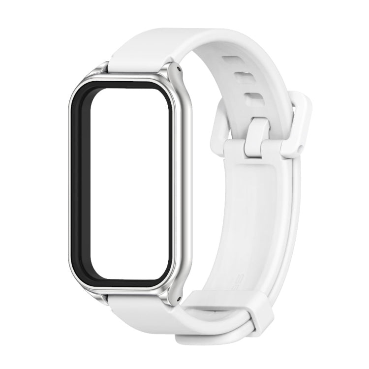 For Redmi Band 2 Mijobs Metal Shell Silicone Watch Band(White Silver) -  by MIJOBS | Online Shopping South Africa | PMC Jewellery