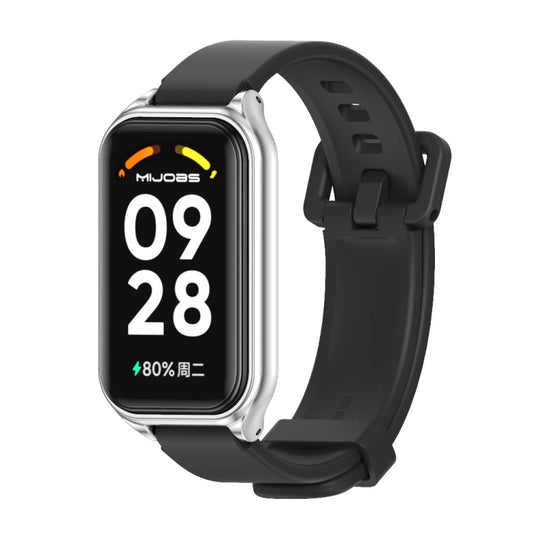 For Redmi Band 2 Mijobs Metal Shell Silicone Watch Band(Black Silver) -  by MIJOBS | Online Shopping South Africa | PMC Jewellery