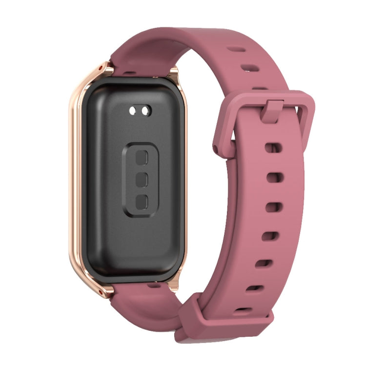 For Redmi Band 2 Mijobs Metal Shell Silicone Watch Band(Wine Red Rose Gold) -  by MIJOBS | Online Shopping South Africa | PMC Jewellery