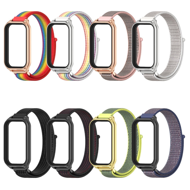 For Xiaomi Smart Band 8 Active / Redmi Band 2 Mijobs Metal Shell Breathable Nylon Loop Watch Band(Midnight Blue Black) - Watch Bands by MIJOBS | Online Shopping South Africa | PMC TechLife | Buy Now Pay Later Mobicred