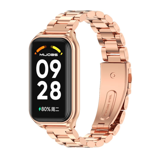 For Redmi Band 2 Mijobs Metal Shell + Three-Bead Stainless Steel Watch Band(Rose Gold) -  by MIJOBS | Online Shopping South Africa | PMC Jewellery