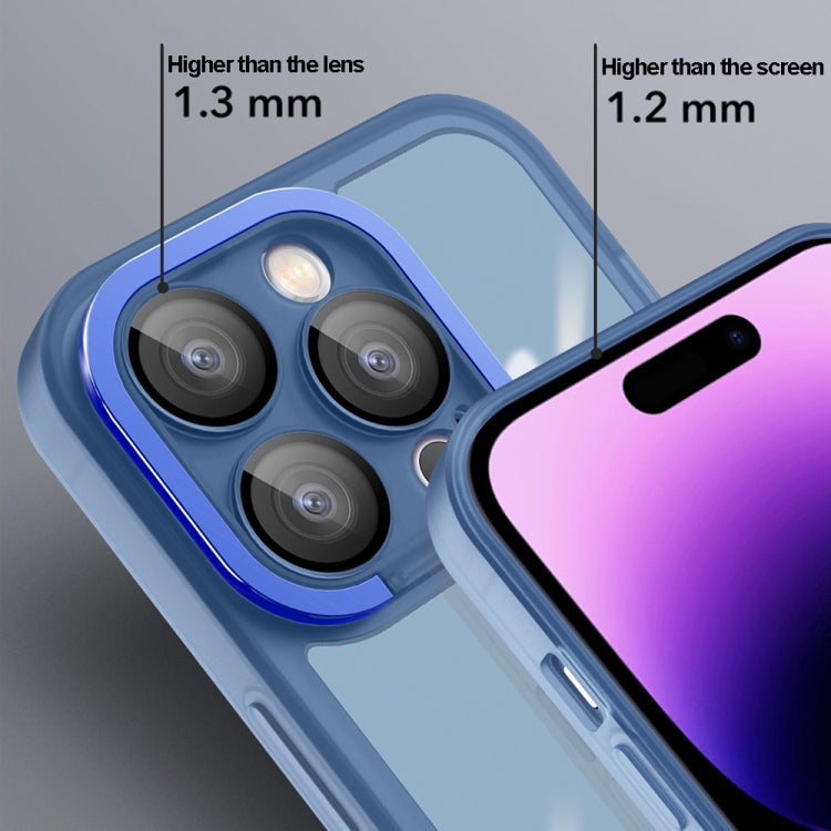 For iPhone 14 Pro Max Invisible Lens Bracket Matte Transparent Phone Case(Royal Blue) - iPhone 14 Pro Max Cases by PMC Jewellery | Online Shopping South Africa | PMC Jewellery