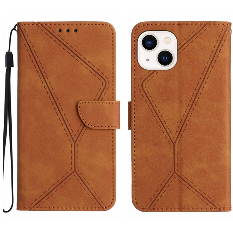 For iPhone 13 Stitching Embossed Leather Phone Case(Brown) - iPhone 13 Cases by PMC Jewellery | Online Shopping South Africa | PMC Jewellery