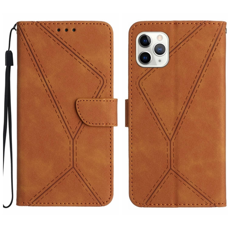 For iPhone 11 Pro Stitching Embossed Leather Phone Case(Brown) - iPhone 11 Pro Cases by PMC Jewellery | Online Shopping South Africa | PMC Jewellery