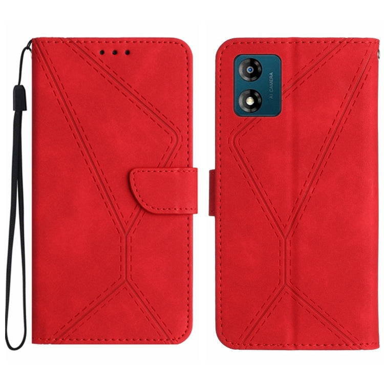 For Motorola Moto E13 4G Stitching Embossed Leather Phone Case(Red) - Motorola Cases by PMC Jewellery | Online Shopping South Africa | PMC Jewellery