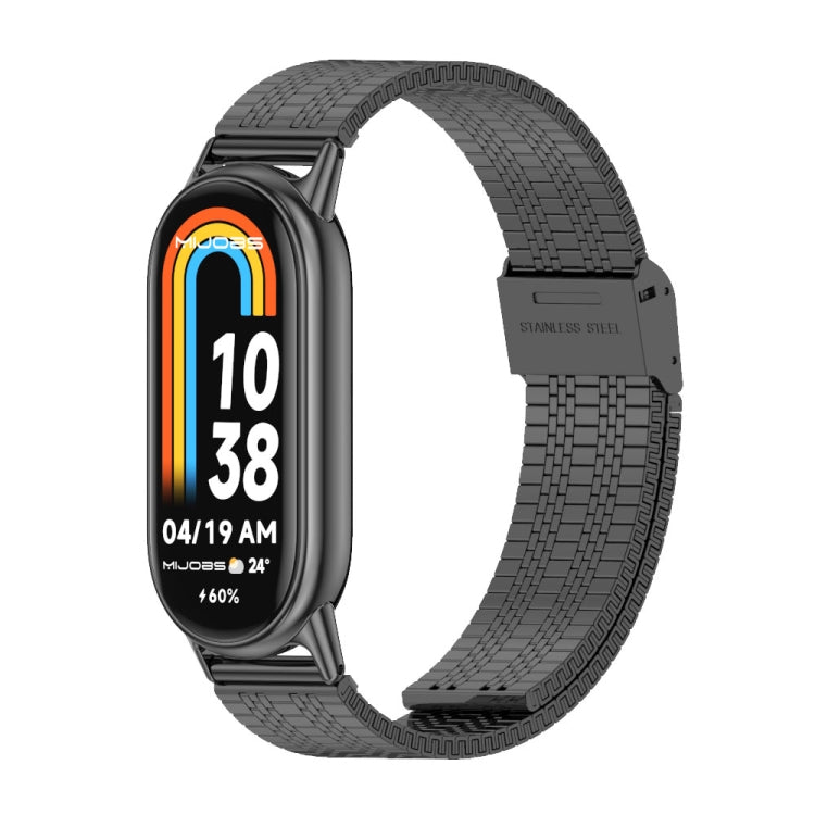 For Xiaomi Mi Band 8 / 9 / 9 NFC Mijobs Stainless Steel Metal Watch Band(Black) - Watch Bands by MIJOBS | Online Shopping South Africa | PMC Jewellery | Buy Now Pay Later Mobicred