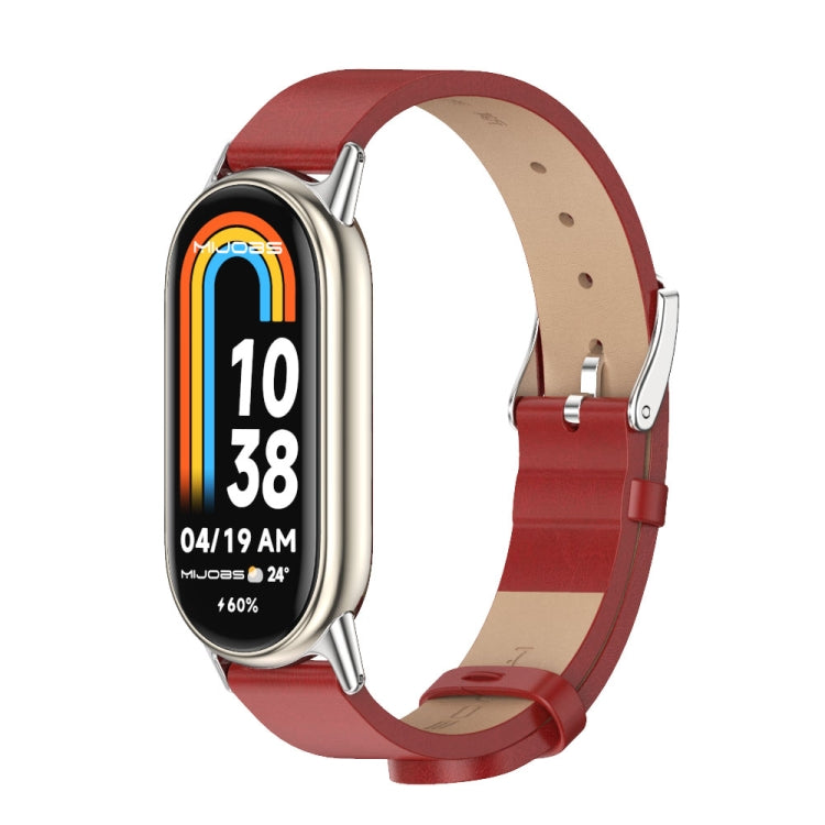 For Xiaomi Smart Band 10 / 9 / 8 Mijobs Microfiber PU Leather Watch Band(Red Silver) - free shipping - PMC TechLife - Order now!