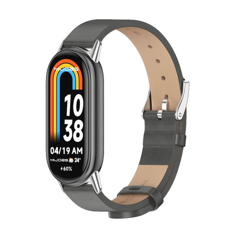For Xiaomi Smart Band 10 / 9 / 8 Mijobs Microfiber PU Leather Watch Band(Grey Silver) - free shipping - PMC TechLife - Order now!